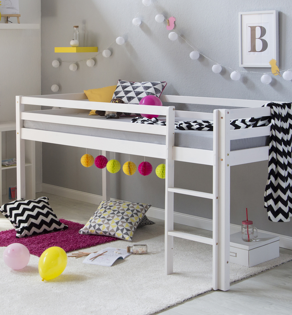 Vit loftsäng till barnrummet 90x200 cm