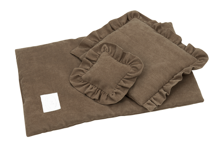 Chocolate bäddset till docksäng med volang, Cotton&Sweets