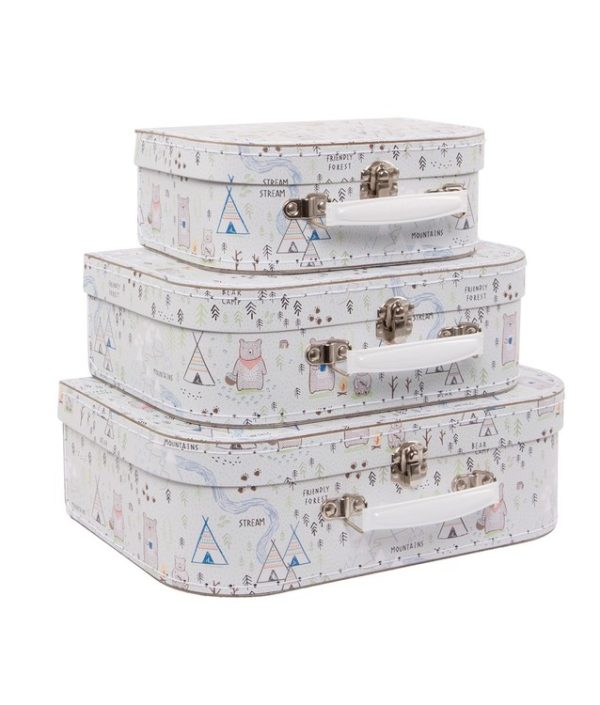 Sass & Belle, förvaringslådor koffert Skog, 3-pack