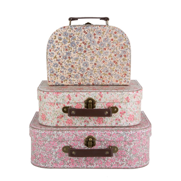 Sass & Belle, förvaringslådor koffert vintage floral, 3-pack - Bild 2