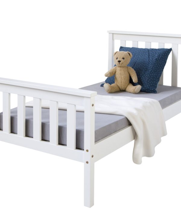 Vit juniorsäng, Träram Med Hög Gavel, Vit