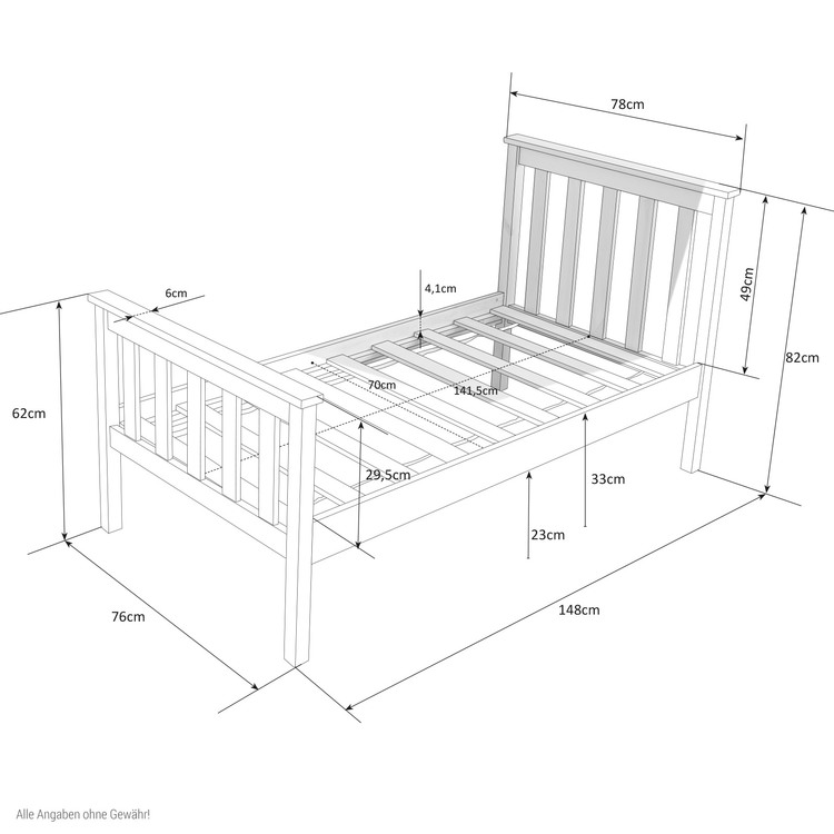 Vit juniorsäng, Träram Med Hög Gavel, Vit - Bild 4