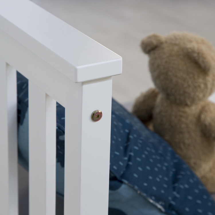 Vit juniorsäng, Träram Med Hög Gavel, Vit - Bild 3