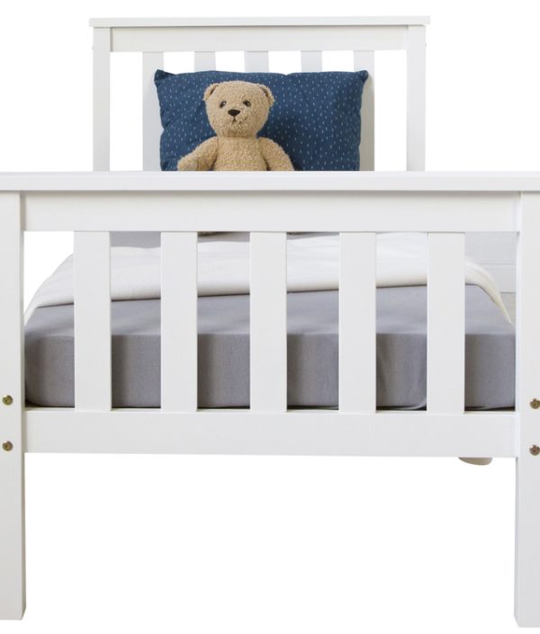 Vit juniorsäng, Träram Med Hög Gavel, Vit