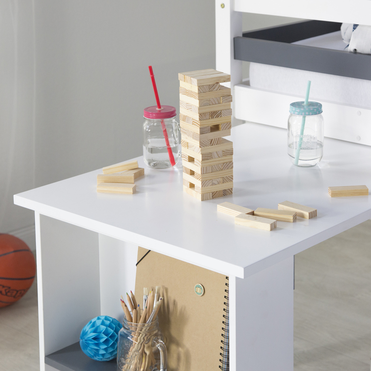 Vit loftsäng till barnrummet med flyttbart skrivbord - Bild 5