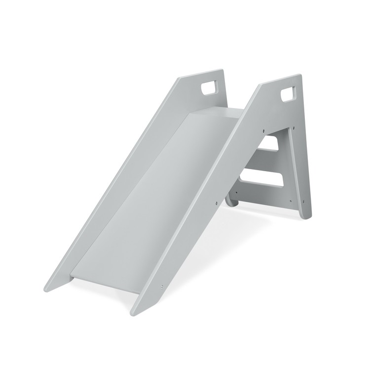 Grå rutschkana i trä till barnrummet