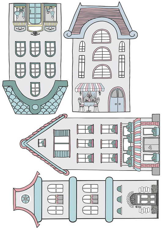 Väggklistermärke hus i staden - Bild 3