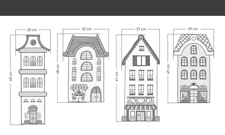 Väggklistermärke hus i staden - Bild 2