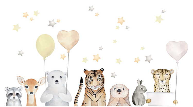 Väggklistermärke djur på kalas