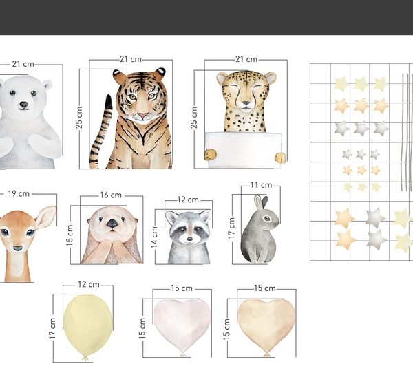 Väggklistermärke djur på kalas