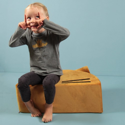 Fayne, sittpuff till barnrummet mustard katt - Bild 2