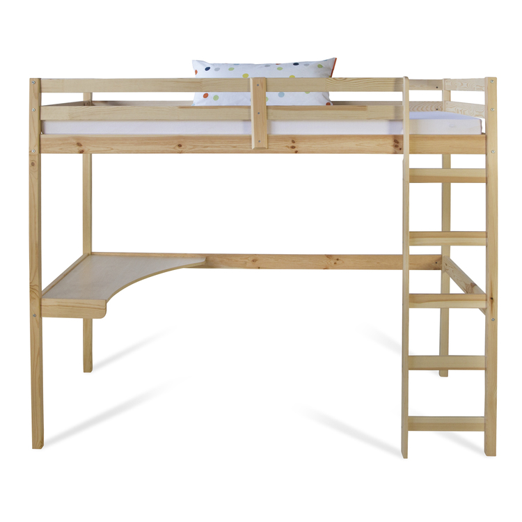 Natur loftsäng med skrivbord, 90x200