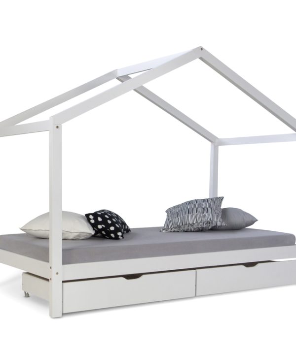 Vit hussäng 90x200 med förvaringslådor