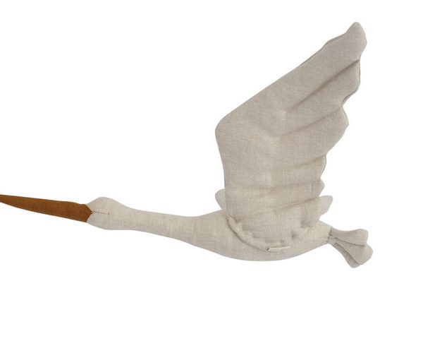 Beige stork av linne, väggdekoration