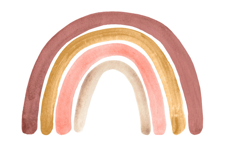 Babylove, dusty pink rainbow, regnbåge väggklistermärke