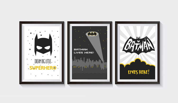 Posters till barnrum , 3-pack A3 , batman