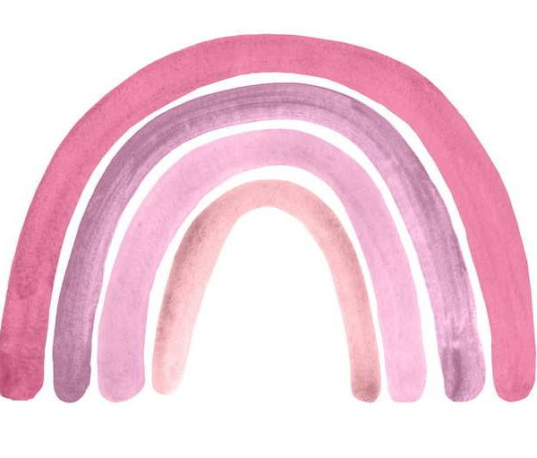 Babylove, pink rainbow, regnbåge väggklistermärke