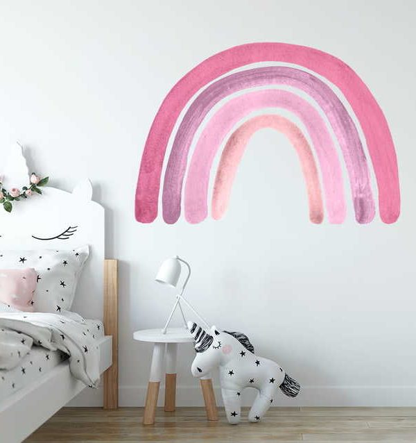 Babylove, pink rainbow, regnbåge väggklistermärke