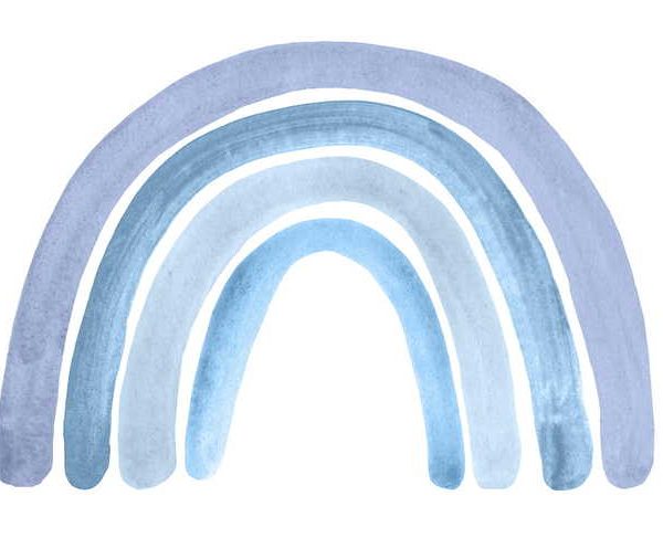 Babylove, blue rainbow, regnbåge väggklistermärke