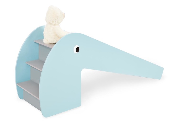 Pinolino, blå rutschkana av trä till barnrummet