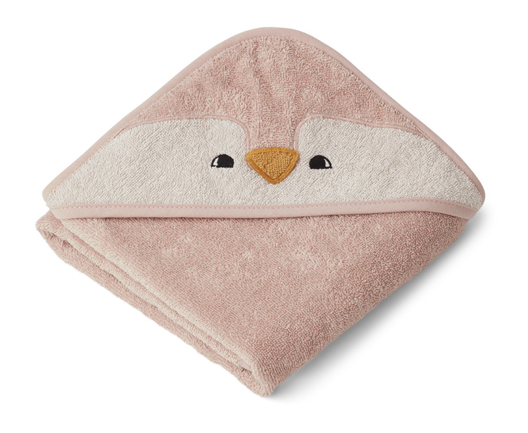Liewood handuk med huva, Augusta Penguin rose