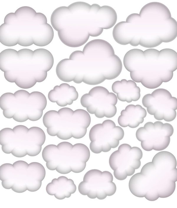 Babylove, rosa moln wallstickers 22 st.