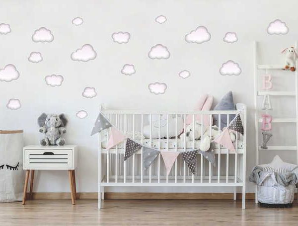 Babylove, rosa moln wallstickers 22 st.