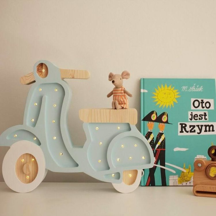 Little Lights, Nattlampa till barnrummet, Moped ljusblå - Bild 3