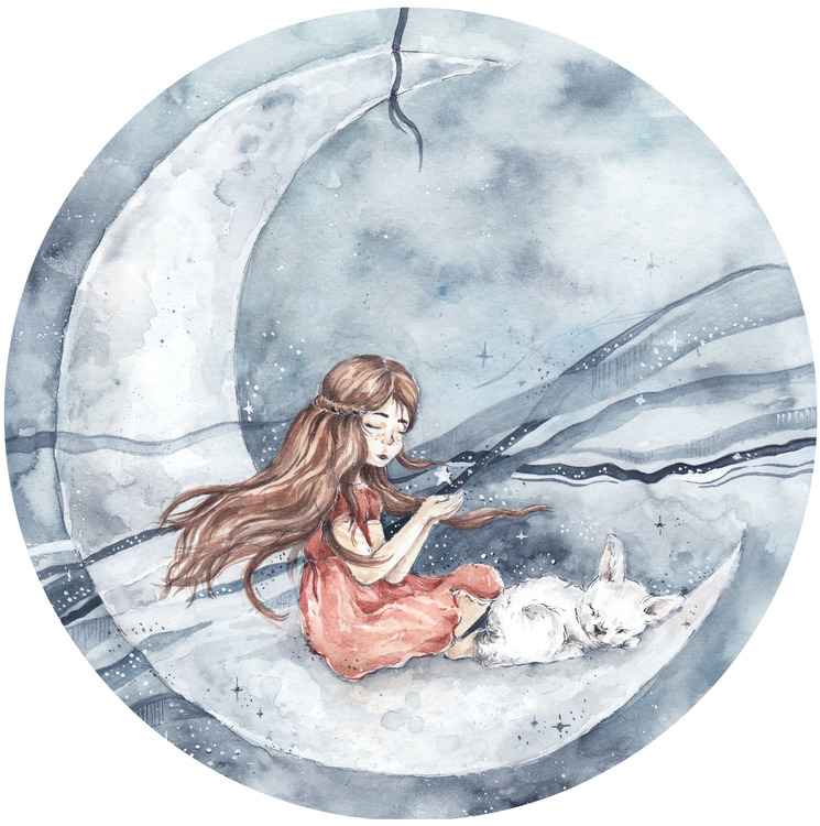 Dekornik, Girl in a circle, väggklistermärken till barnrum