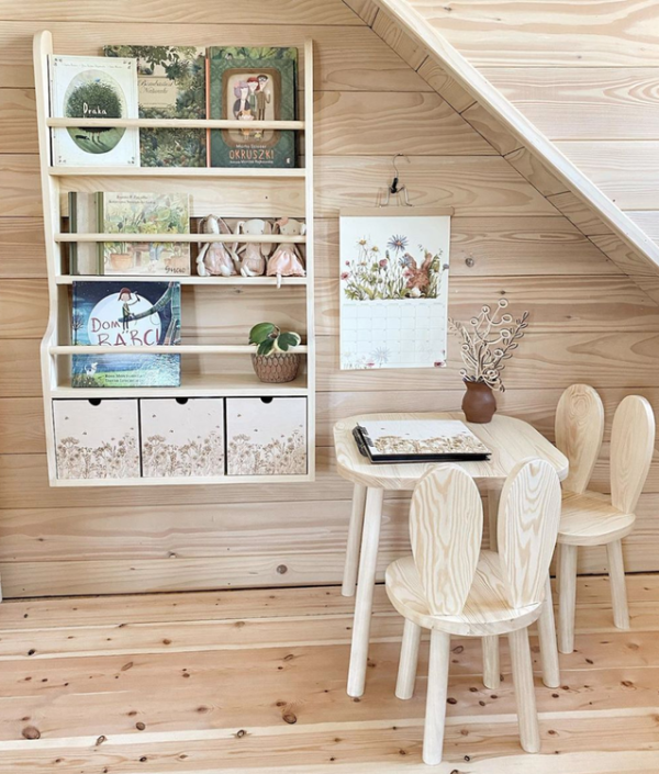 Vägghylla med tre lådor, natur Cameleon