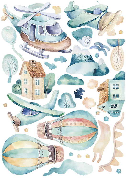 Helikopter väggklistermärke till barnrum XL - Bild 4