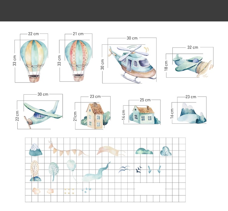 Helikopter väggklistermärke till barnrum XL - Bild 5
