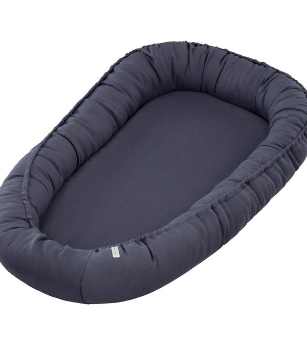 Cotton & Sweets, denim klassisk babynest i 100 % linne