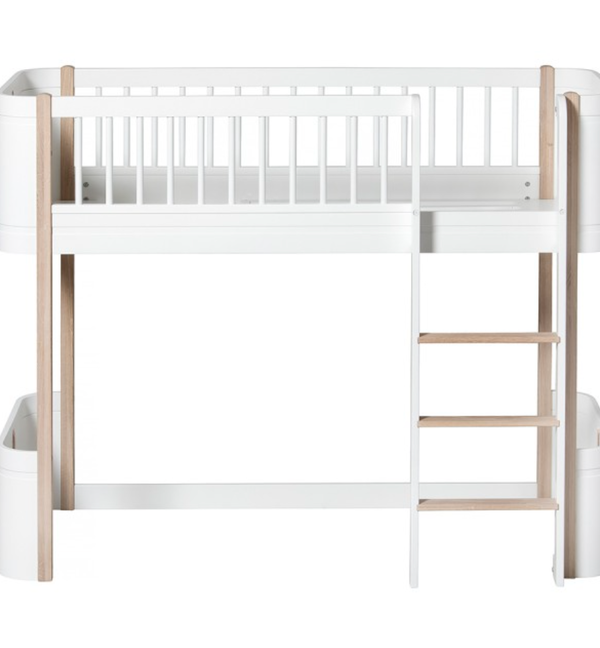 Oliver Furniture, loftsäng Mini+, vit/ek