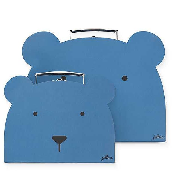 Jollein, förvaringslådor koffert 2 pack, animal club steel blue