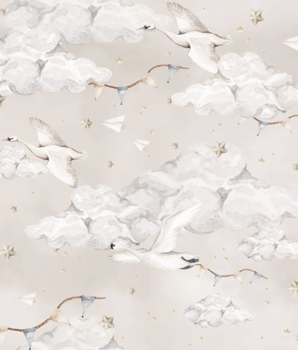 Dekornik, tapet Magic Swans Beige