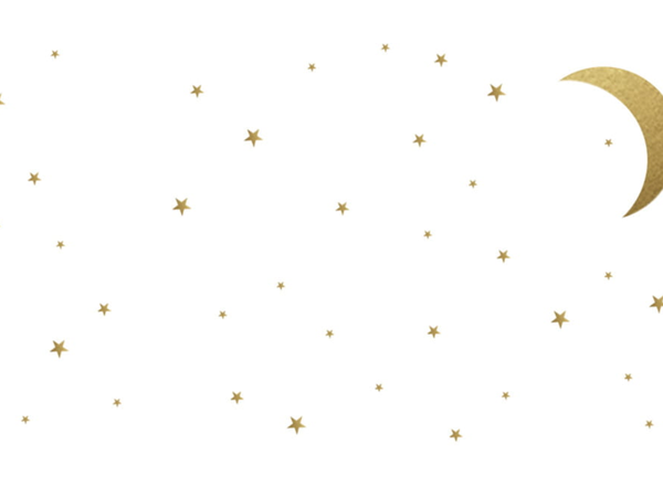 Babylove, väggklistermärke guld måne med stjärnor