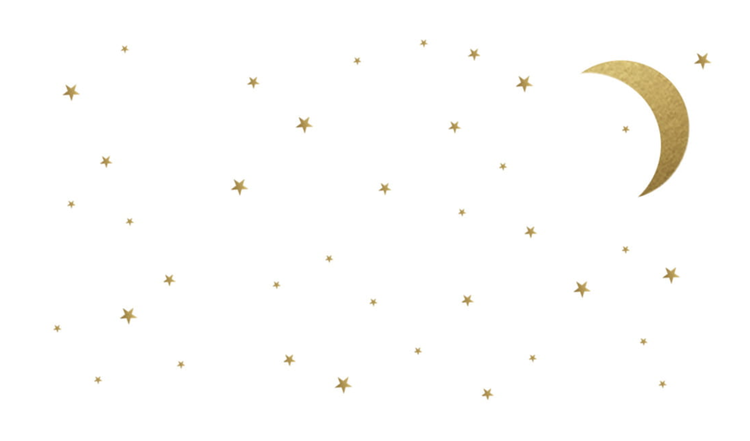Babylove, väggklistermärke guld måne med stjärnor