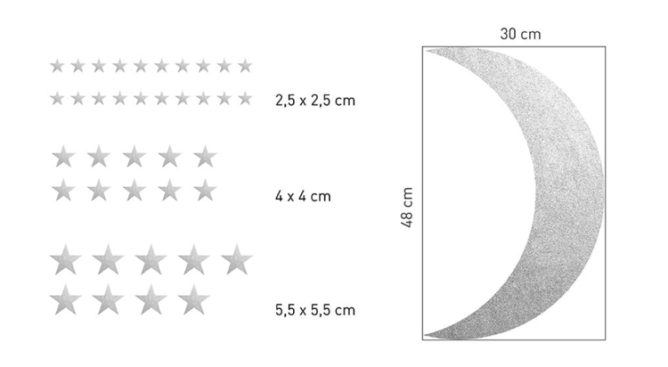 Babylove, väggklistermärke silver måne med stjärnor - Bild 3