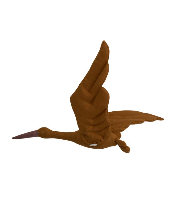 Mustard stork av linne, väggdekoration