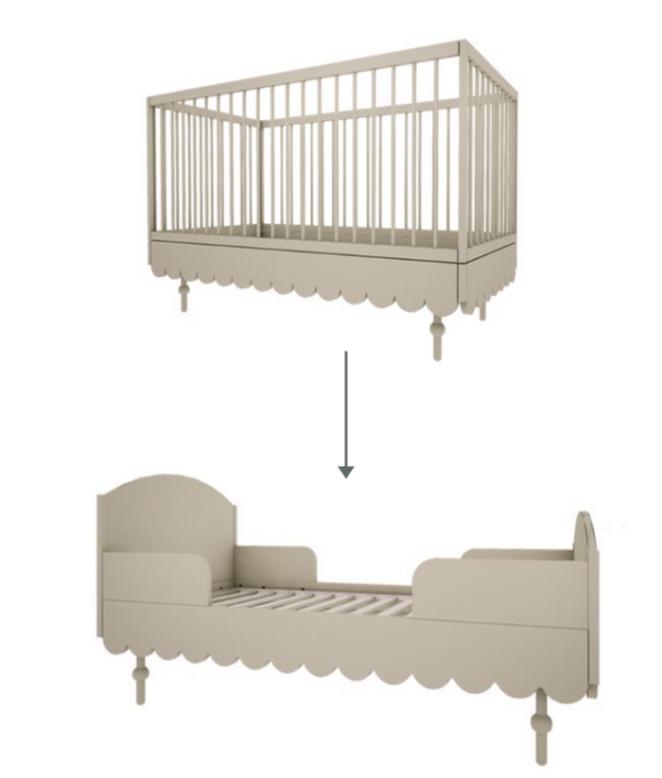 Woodluck, 2 in 1, spjälsäng och juniorsäng Babushka