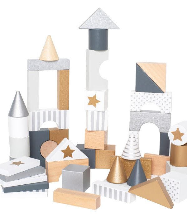 JaBaDaBaDo, träklossar byggklossar silver