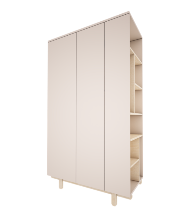 Woodluck, garderob med bokhylla, BASIC