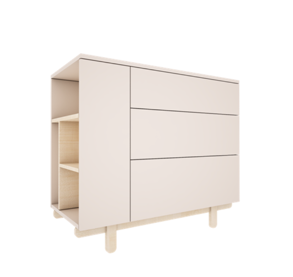 Woodluck, byrå med bokhylla, BASIC