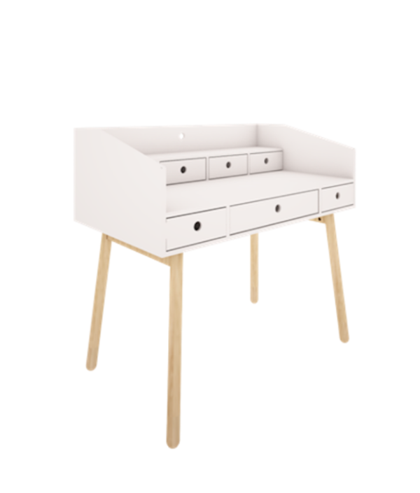 Vit skrivbord med lådor, River