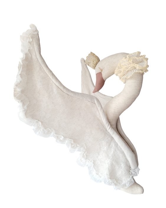 Beige svan med spets