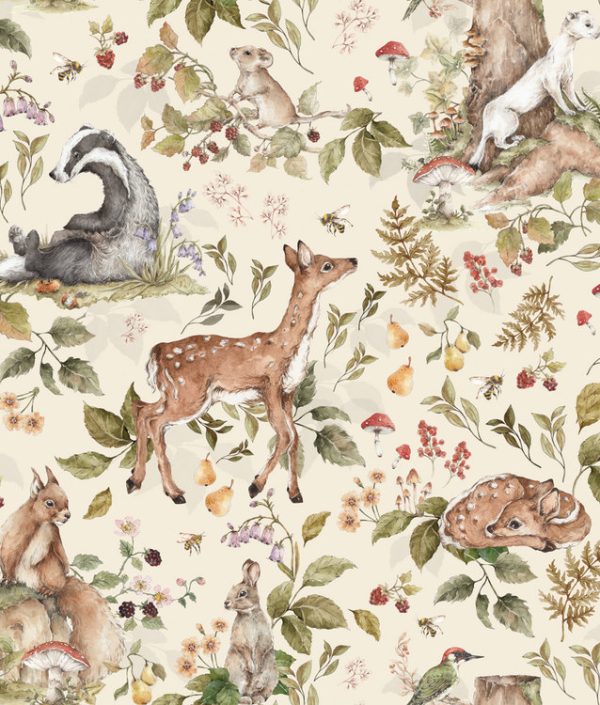 Dekornik, tapet Cute Forest Animals, light