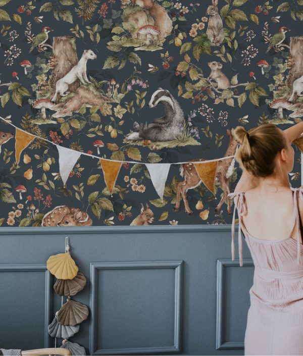 Dekornik, tapet Cute Forest Animals, dark