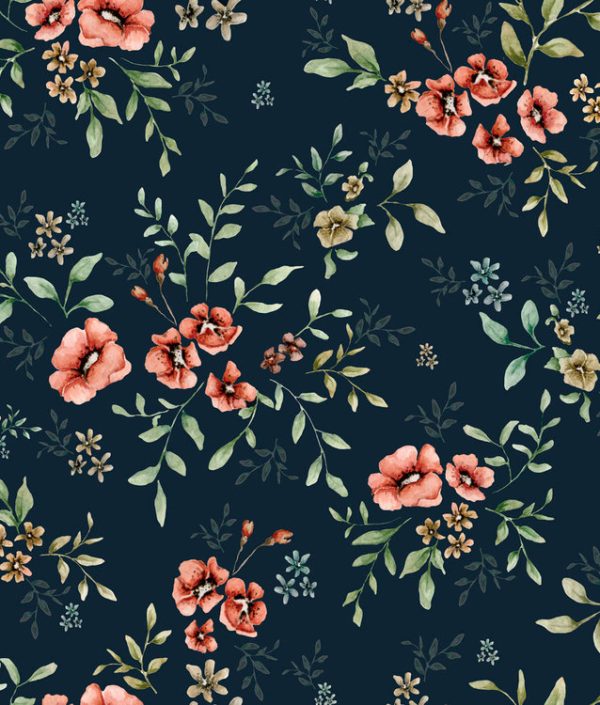 Dekornik, tapet French Folk Navy Blue