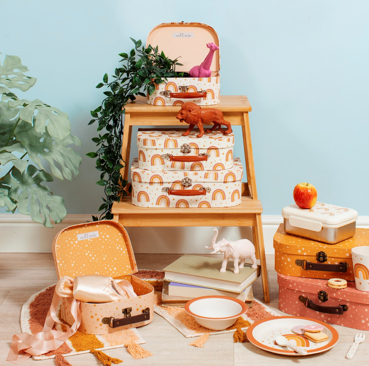 Sass & Belle, förvaringslådor koffert rainbow earth, 3-pack - Bild 4